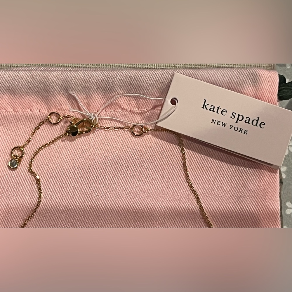 kate spade delicate gold tone chain bar necklace pink multi geo gems nwt - Picture 6 of 9